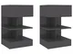 vidaXL Comodini 2 pz Grigio Lucido 40x35x65 cm