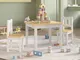 vidaXL Set Tavolo e Sedie per Bambini 3 Pezzi Bianco e Beige in MDF