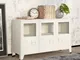 vidaXL Credenza Bianca Industriale 105x35x62 cm in Metallo e Vetro