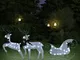 vidaXL Renne e Slitta di Natale Decorazione Esterni 60 LED Bianco