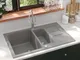 vidaXL Lavello Cucina Doppio Bacino Grigio Granito