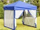 vidaXL Tenda per Feste Pieghevole con Pareti Laterali Blu 2x2 m