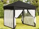 vidaXL Tenda per Feste Pieghevole con Pareti Laterali Nero 2x2 m