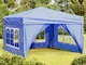 vidaXL Tenda per Feste Pieghevole con Pareti Laterali Blu 3x3 m