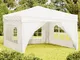 vidaXL Tenda per Feste Pieghevole con Pareti Laterali Crema 3x3 m