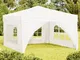 vidaXL Tenda per Feste Pieghevole con Pareti Laterali Bianco 3x3 m