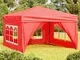 vidaXL Tenda per Feste Pieghevole con Pareti Laterali Rosso 3x3 m