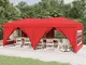 vidaXL Tenda per Feste Pieghevole con Pareti Laterali Rosso 3x6 m