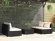 vidaXL Set Salotto da Giardino 5 pz con Cuscini in Polyrattan Nero