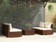 vidaXL Set Divani da Giardino 5 pz con Cuscini in Polyrattan Marrone