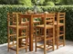 vidaXL Set da Bar per Giardino 7 pz in Legno Massello di Acacia