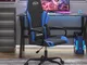 vidaXL Sedia da Gaming Massaggiante Nero e Blu in Similpelle