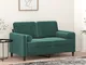 vidaXL Cuscini Decorativi 2 pz Verde Scuro Ø15x50 cm in Velluto