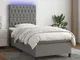 vidaXL Letto a Molle Materasso e LED Grigio Scuro 90x190 cm in Tessuto