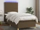 vidaXL Letto a Molle Materasso e LED Marrone Scuro 90x200cm in Tessuto