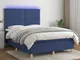 vidaXL Letto a Molle con Materasso e LED Blu 140x200 cm in Tessuto