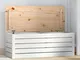 vidaXL Contenitore Portaoggetti Bianco 89x36,5x33cm Massello di Pino