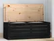 vidaXL Contenitore Portaoggetti Nero 89x36,5x33 cm Legno Massello Pino