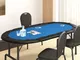 vidaXL Piano Tavolo da Poker Pieghevole 10 Giocatori Blu 208x106x3 cm