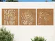 vidaXL Decorazioni Muro Giardino 3 pz 55x55 cm Erba in Acciaio Corten