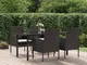 vidaXL Set da Pranzo da Giardino 5 pz Nero con Cuscini in Polyrattan