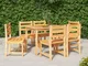 vidaXL Set da Pranzo da Giardino 7 pz in Legno Massello di Teak