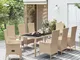 vidaXL Set da Pranzo da Giardino 9 pz con Cuscini Beige in Polyrattan