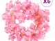 vidaXL Ghirlande Fiori Artificiali 6 pz Rosa Scuro 180cm