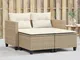 vidaXL Divano da Giardino 2 Posti con Sgabelli Beige in Polyrattan