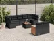 vidaXL Set Divani da Giardino 10pz con Cuscini in Polyrattan Nero