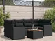 vidaXL Set Divani da Giardino con Cuscini 7pz Nero Polyrattan