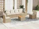 vidaXL Set Divani da Giardino 7 pz con Cuscini Beige in Polyrattan