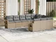 vidaXL Set Divano da Giardino 10 pz con Cuscini Beige in Polyrattan