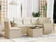 vidaXL Set Divano da Giardino 6 pz con Cuscini Beige in Polyrattan