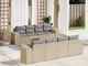 vidaXL Set Divano da Giardino 9 pz con Cuscini Beige in Polyrattan