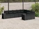 vidaXL Set Divani da Giardino 9 pz con Cuscini Nero in Polyrattan