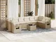 vidaXL Set Divani da Giardino 11 pz con Cuscini Beige in Polyrattan