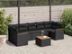 vidaXL Set Divani da Giardino con Cuscini 8 pz Nero in Polyrattan