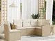 vidaXL Set Divano da Giardino 5 pz con Cuscini Beige in Polyrattan