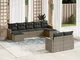 vidaXL Set Divano da Giardino 9 pz con Cuscini Grigio in Polyrattan