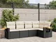 vidaXL Set Divani da Giardino 5 pz con Cuscini in Polyrattan Nero