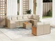 vidaXL Set Divano da Giardino 10 pz con Cuscini Beige in Polyrattan