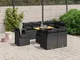 vidaXL Set Divani da Giardino 9 pz con Cuscini Nero in Polyrattan