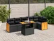 vidaXL Set Divani da Giardino con Cuscini 7pz Nero Polyrattan