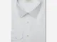 Camicia tinta unita bianco 100% puro cotone oxford, collo stile francese punte corte