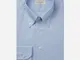 Camicia righe azzurro 100% cotone wrinkle free twill, collo stile button down