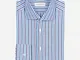 Camicia righe blu 100% puro cotone tela, collo stile francese punte corte