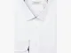 Camicia tinta unita bianco 100% puro cotone twill doppio ritorto, collo stile italiano agg...