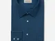 Camicia disegni blu 100% puro cotone denim doppio ritorto, collo stile italiano basso