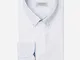 Camicia tinta unita bianco 100% cotone no stiro twill, collo stile button down basso